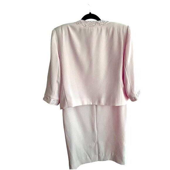 Harry Lee Light Pink Embellished Cocktail Mother of Bride Dress Jacket Size 12P - Picture 4 of 15